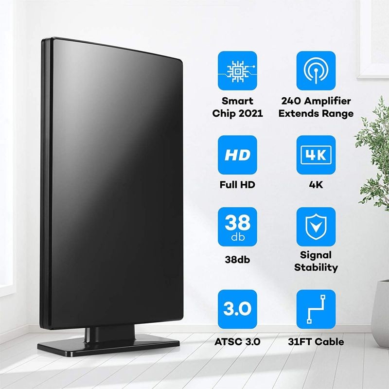 HAPHOOD Amplified HD TV Antenna for Outdoor, 240Miles Range Support 4K 1080p Fire TV Stick & All Older TV's for Outdoor, Attic,Indoor, 31ft Coax Cable