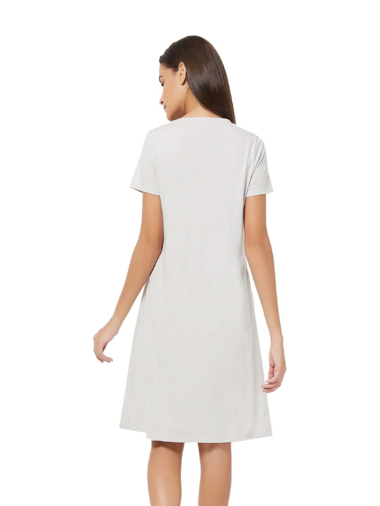 Soie Grey Cotton Printed Sleep T-Shirt