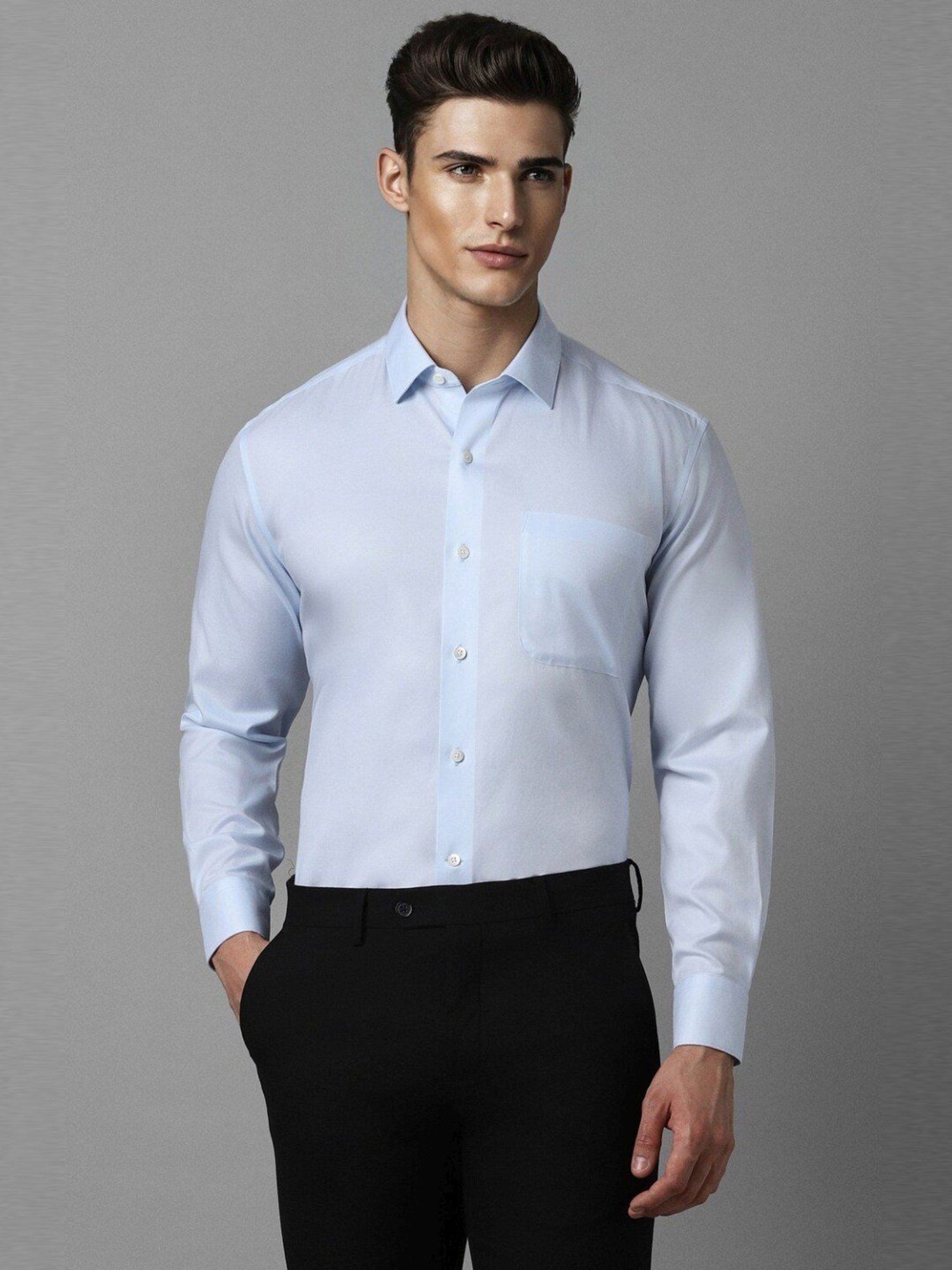 Luxure By Louis Philippe Blue Cotton Regular Fit Shirt