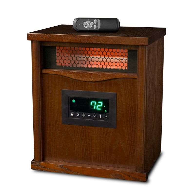 Lifesmart HT1217 6 Element 5200 BTU Large Room Infrared Quartz Cabinet Space Heater Unit with Remote