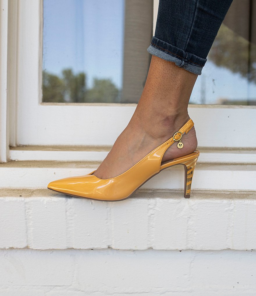 J. Renee Belamie Patent Slingback Pointed Toe Pumps