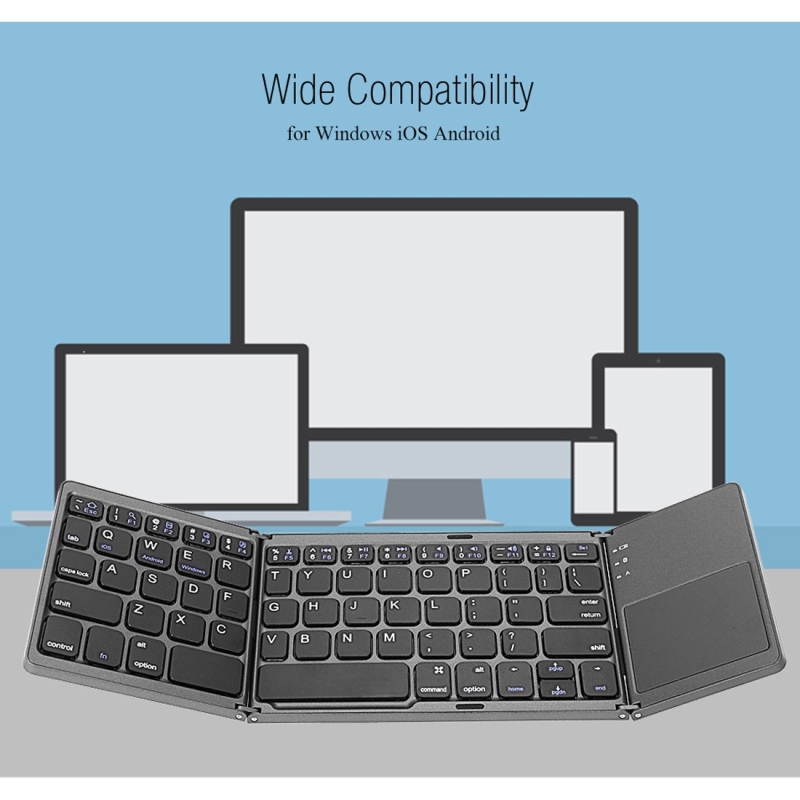 Sunsky B033 Rechargeable 3-Folding 64 Keys Keyboard Bluetooth Wireless Keyboard with Touchpad (Black)