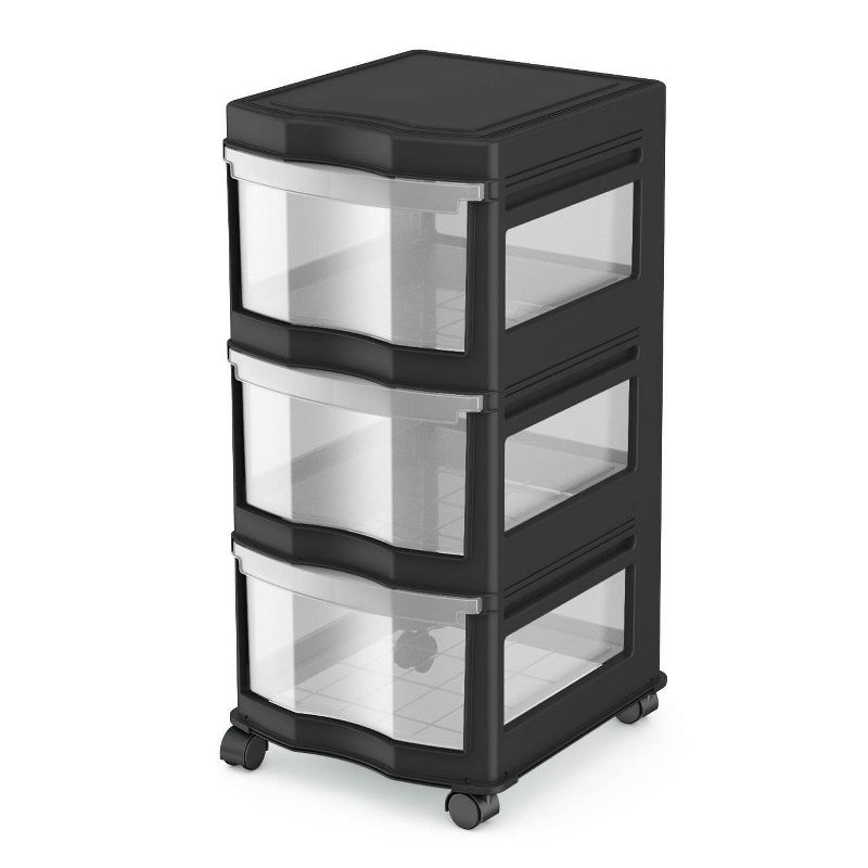 Life Story Classic 3 Shelf Storage Organizer Plastic Drawers, Black (2 Pack)