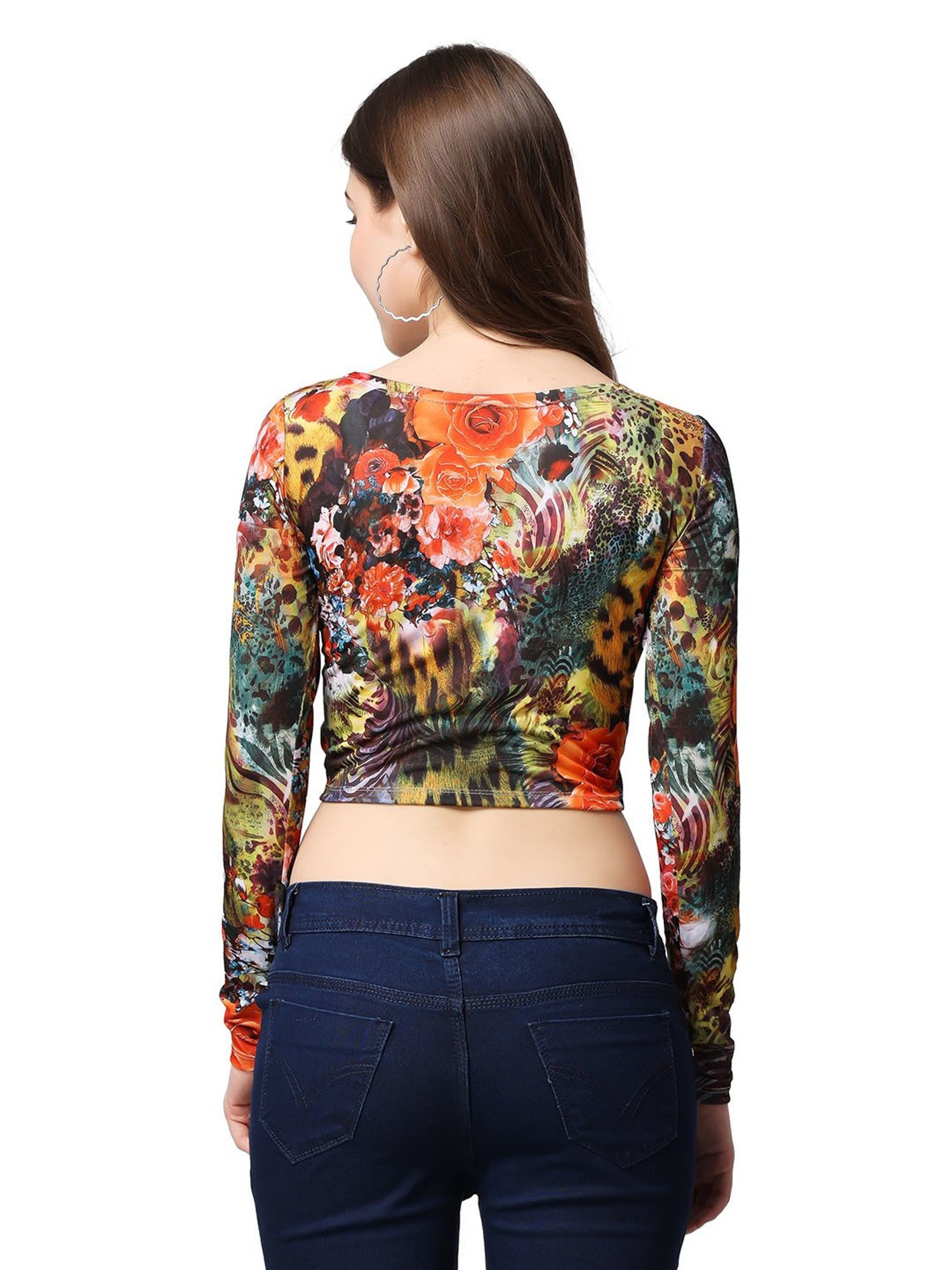 Cation Multicolor Printed Crop Top