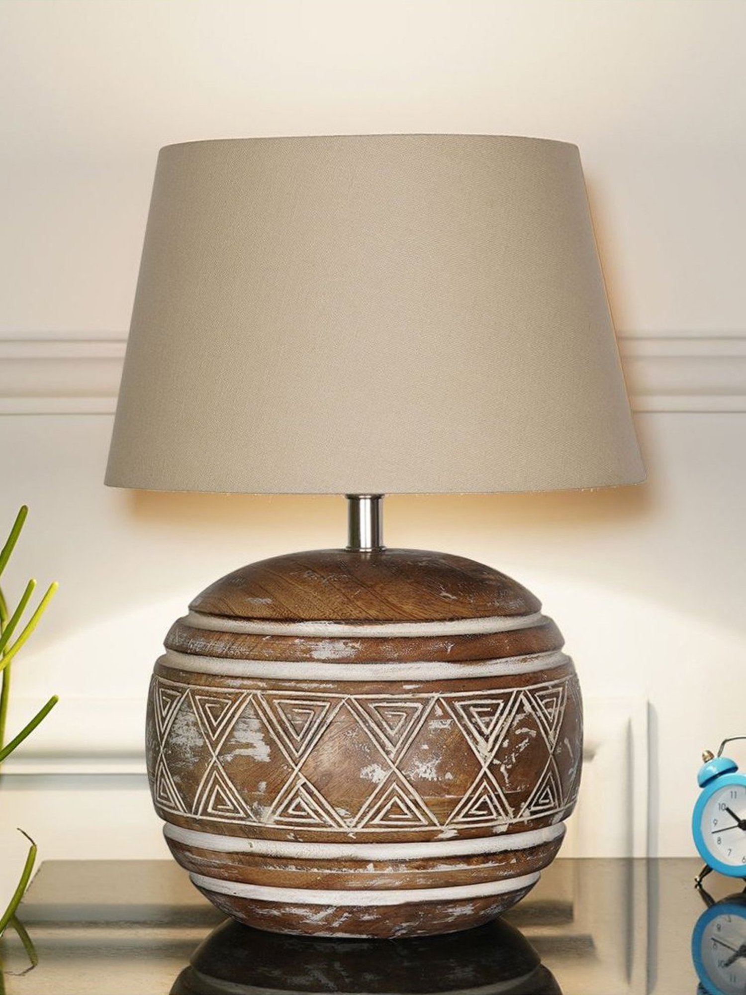 Kapoor Lamp Shades Distress White Wood Caelan Table Lamp