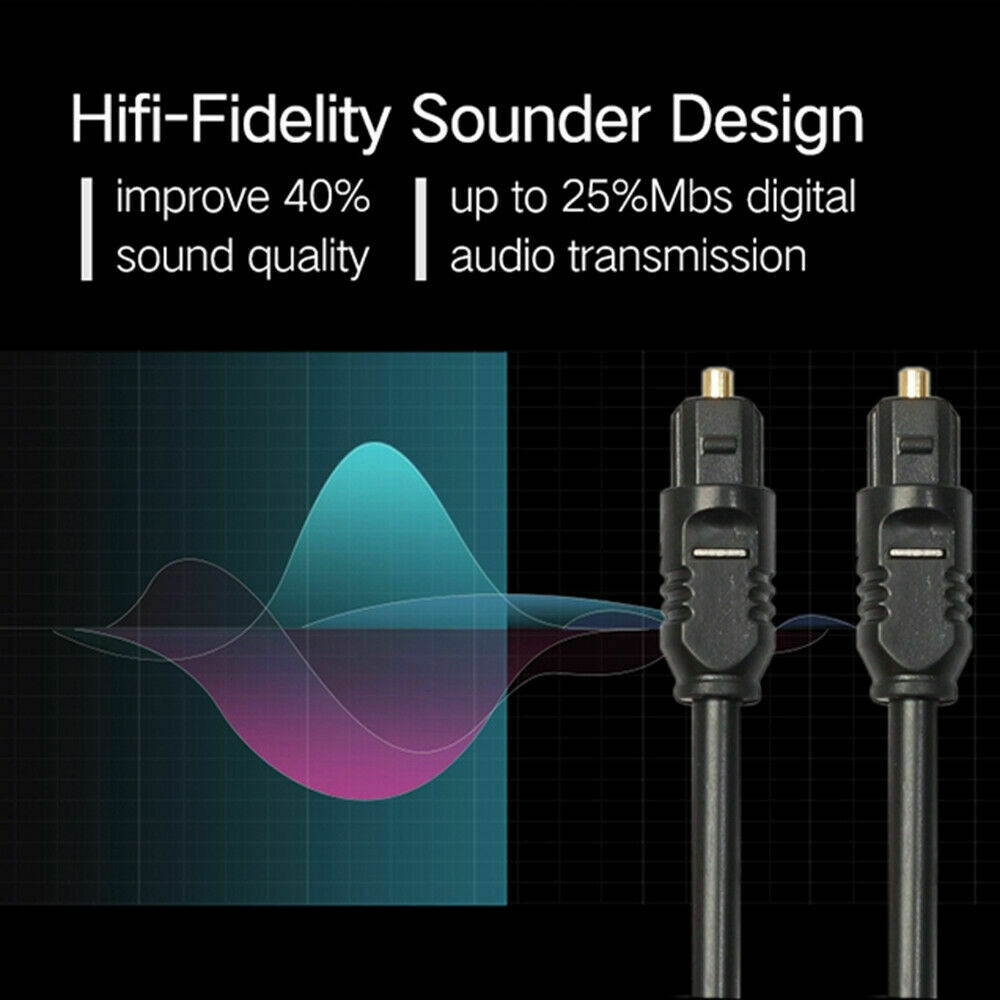 Gold TOSLink Fiber Optical Optic Digital Audio Cable SPDIF Sound Bar Cord Lot