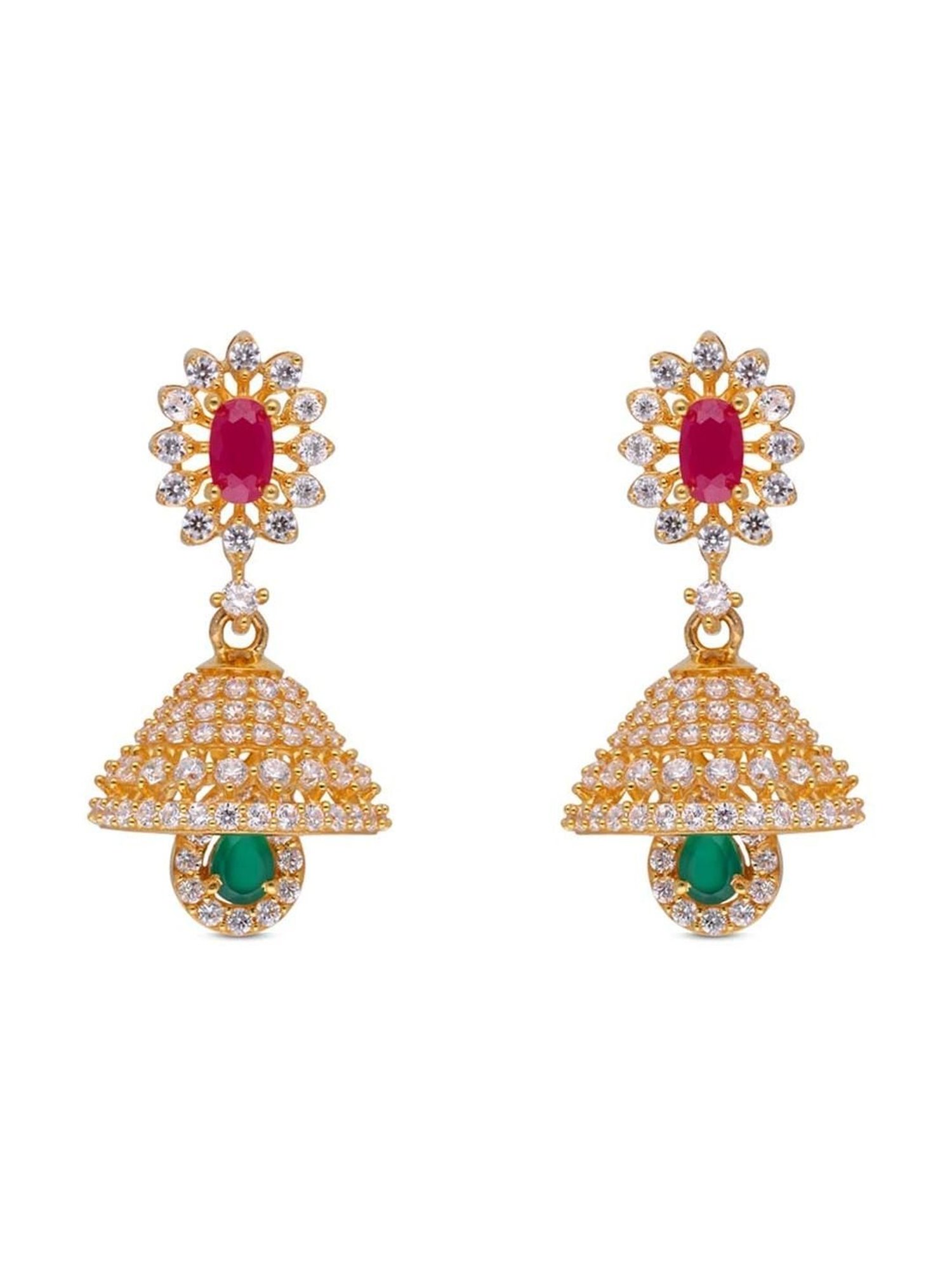 CKC Casting Design Gold Eardrops with Cubic Zircon: Sparkling Sophistication