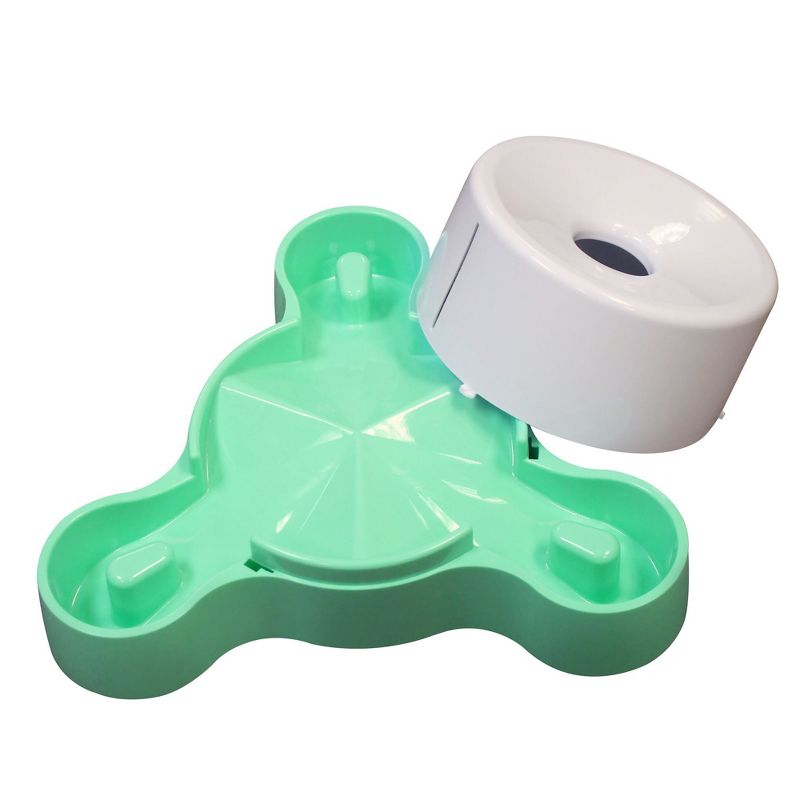 Dog Feeder by Fluffy Paws Auto Dog Food Smart Tri-Feeder - Green (Dimension 14" x 6")