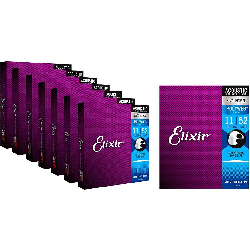 Elixir Polyweb Custom Light Acoustic Guitar Strings 8-Pack