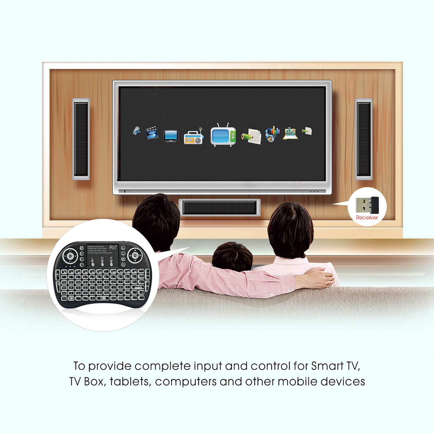 Rii i8s 2.4GHz Mini Wireless Keyboard with Touchpad Mouse, LED Backlit