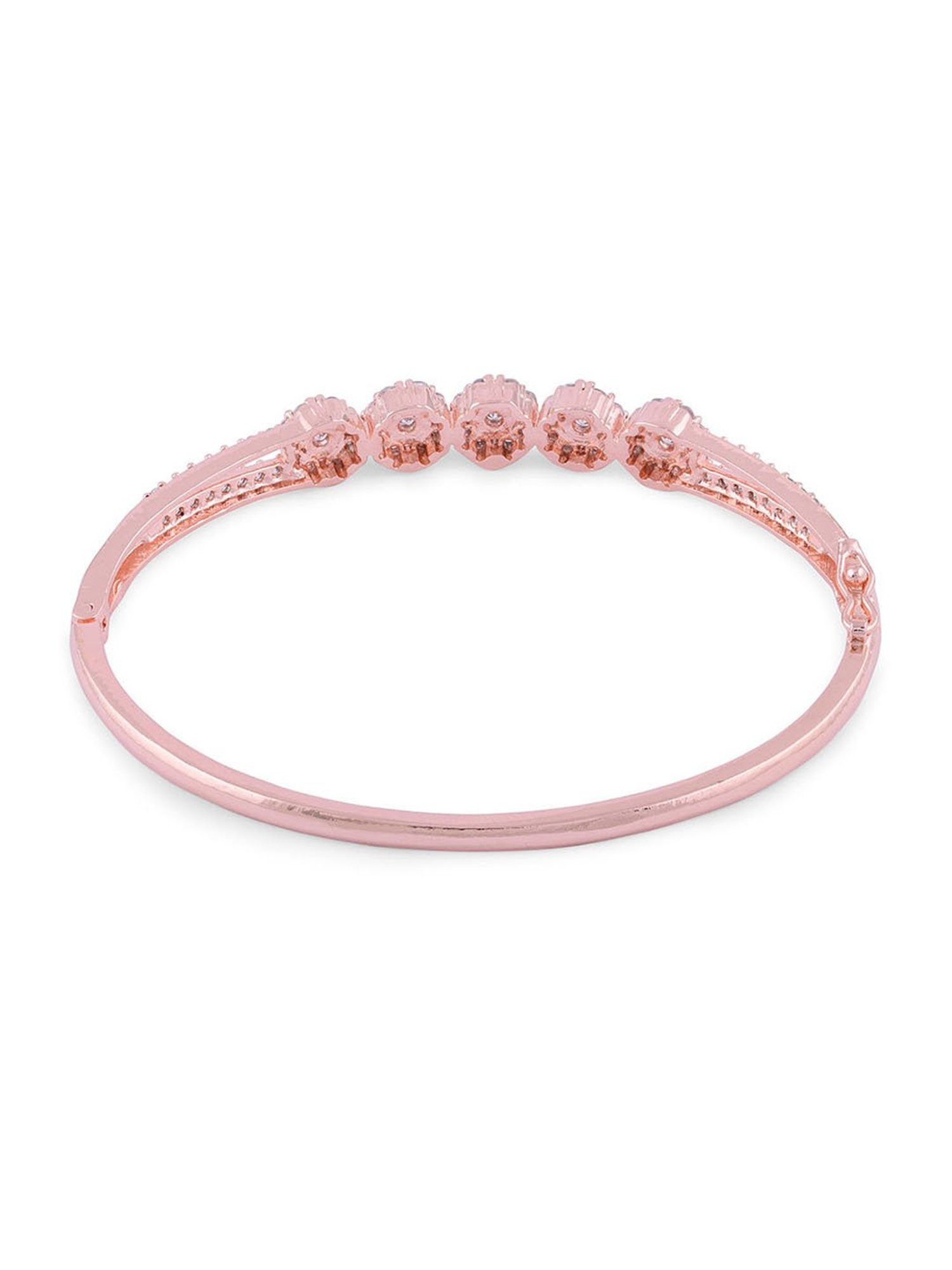 Fida American Diamond Rose Gold-Plated Floral Bangle-style Bracelet for Women