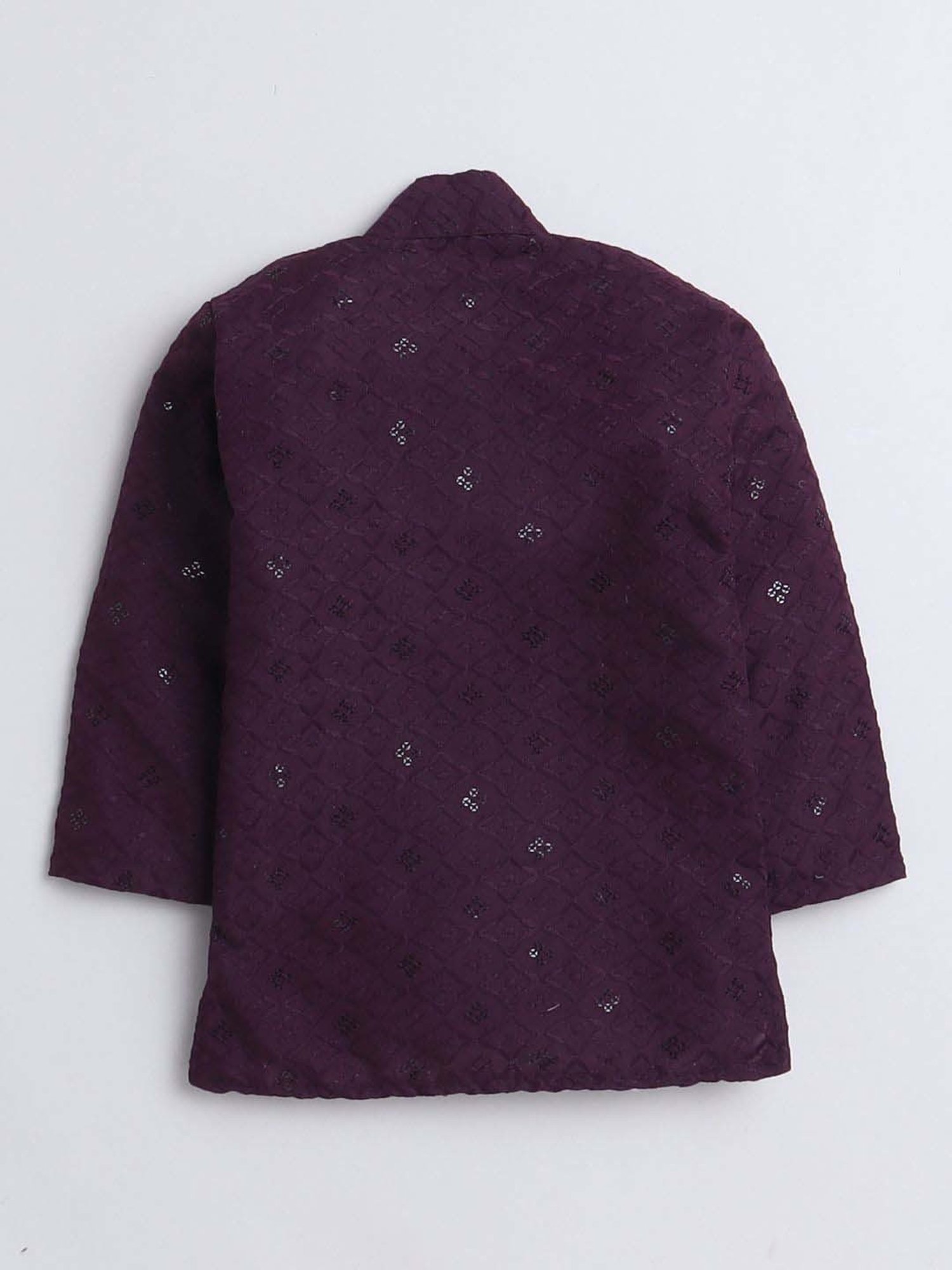 Fourfolds Boys Purple Cotton Embroidery Full Sleeves Kurta Set