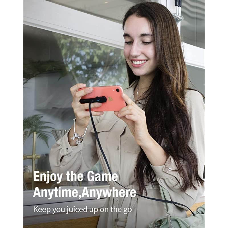 9000mAh Power Bank Portable Charger Gaming Charger with Built in Cable 49ft Length Compact External Battery Compatible with iPhone 11 XSXRX 8 7 6