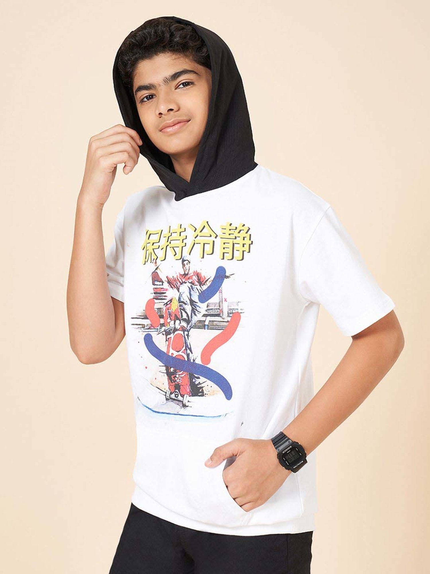 Coolsters by Pantaloons Boys White Cotton Printed T-Shirts