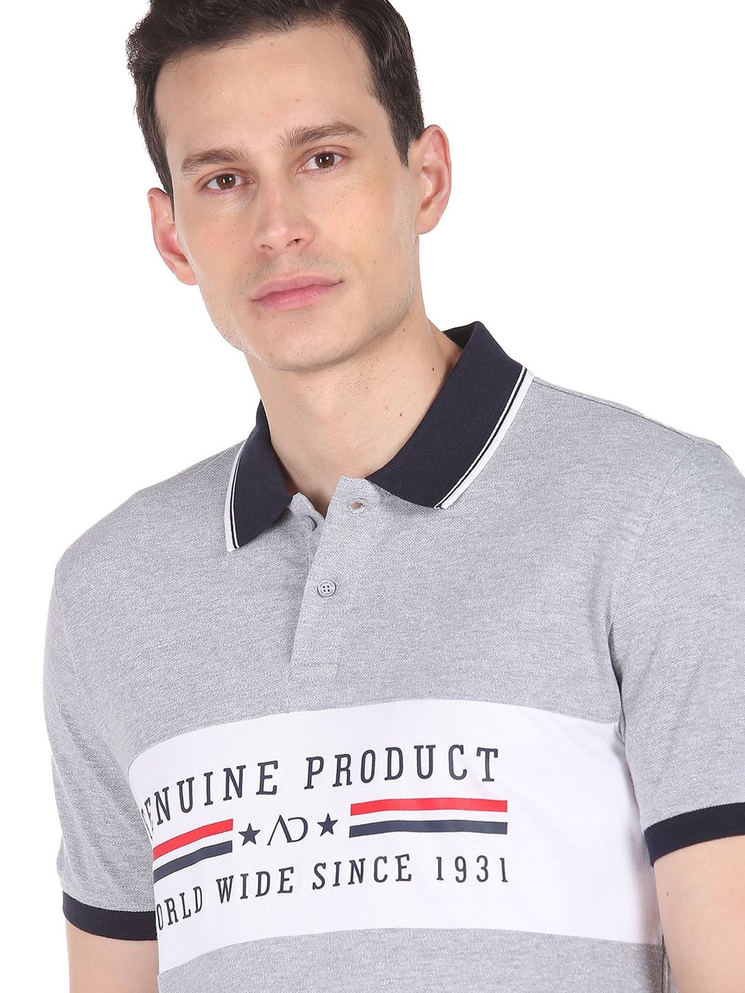 AD by Arvind Grey Polo T-Shirt