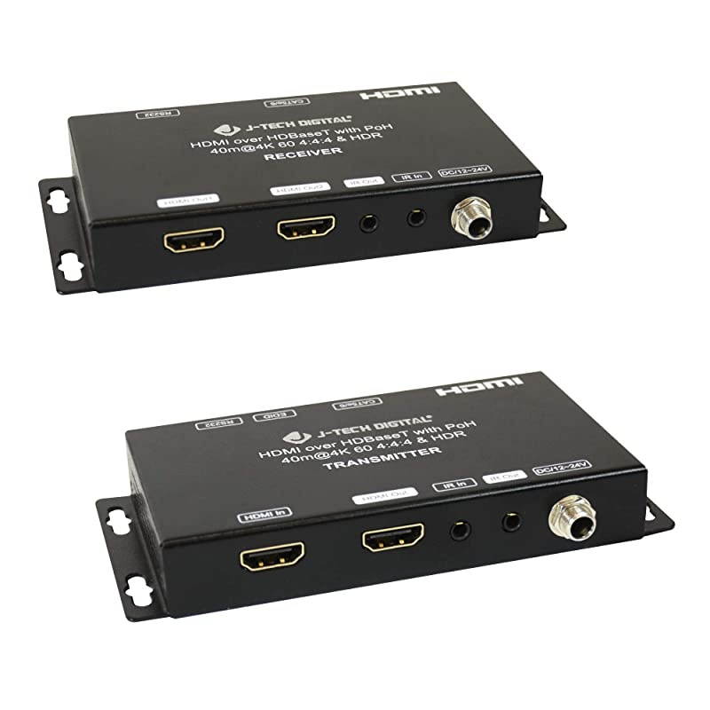 HDBaseT 4K@60Hz HDMI 2.0 Extender with a Local Loop Out & Dual Outputs, HDR 4:4:4 up to 40m (130ft) Over Single Cable CAT5e/6A with RS-232 Control [JTECH-EX-HDBT381]