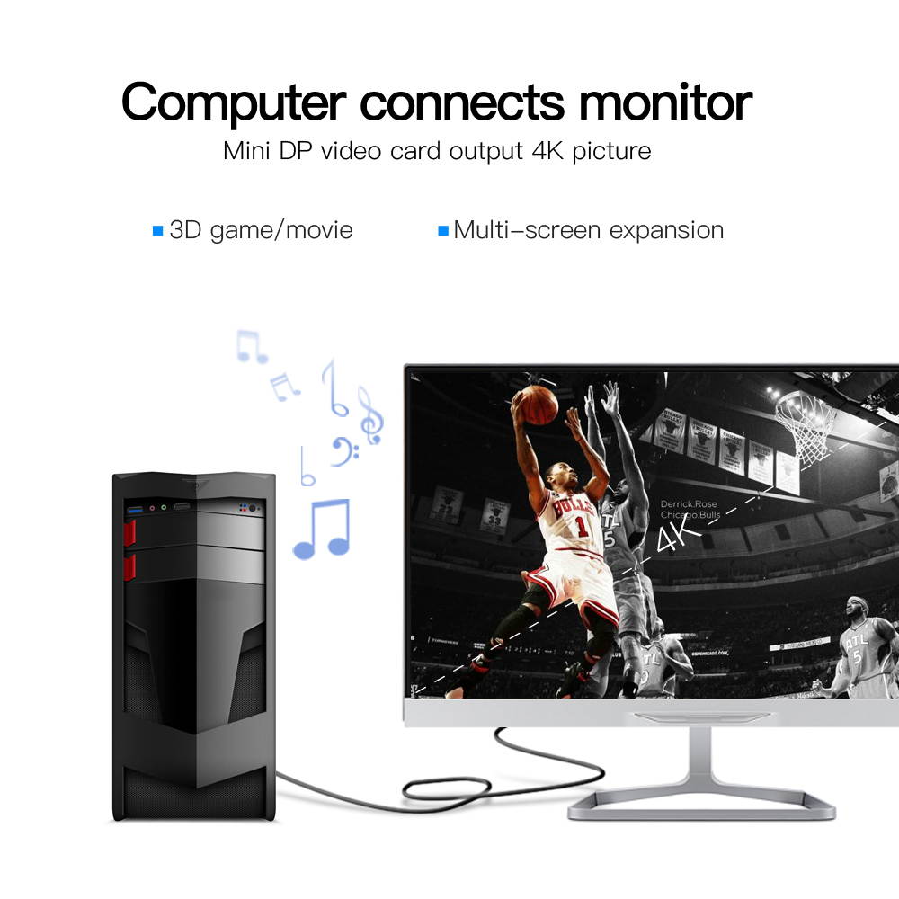 Vention Mini DisplayPort to DisplayPort Cable,Mini DP(Thunderbolt Compatible) to DP Adapter Male to Male Gold-Plated Cord Compatible for MacBook,Surface Pro, Dell,Lenovo and more