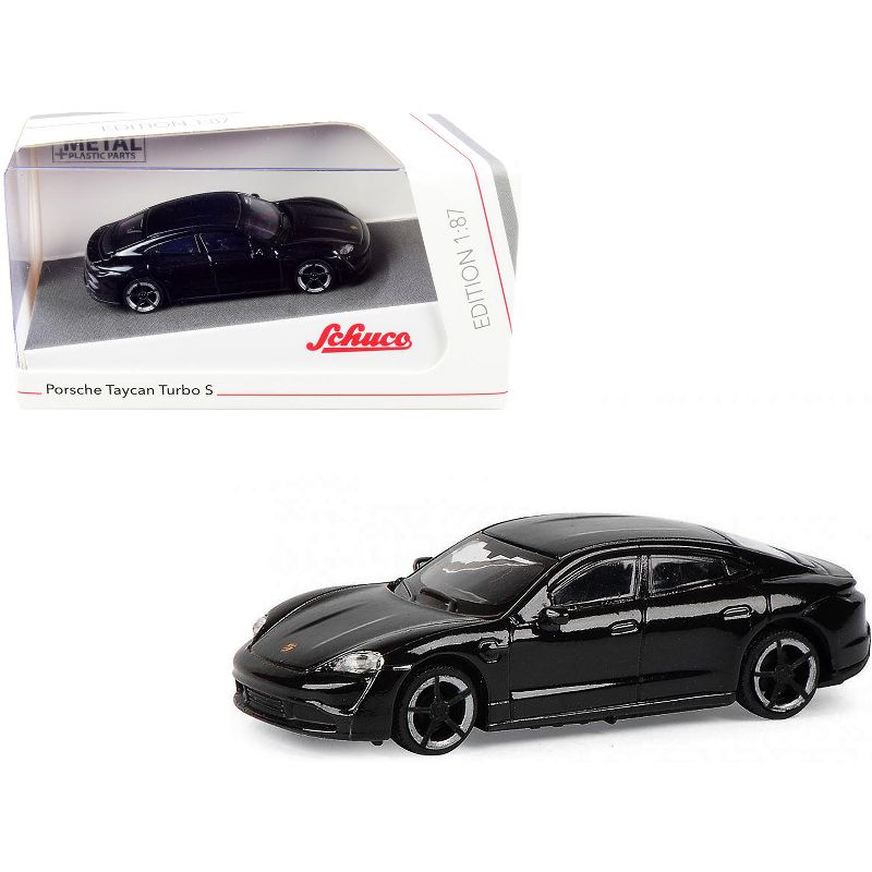 Porsche Taycan Turbo S Black 1/87 (HO) Diecast Model Car by Schuco