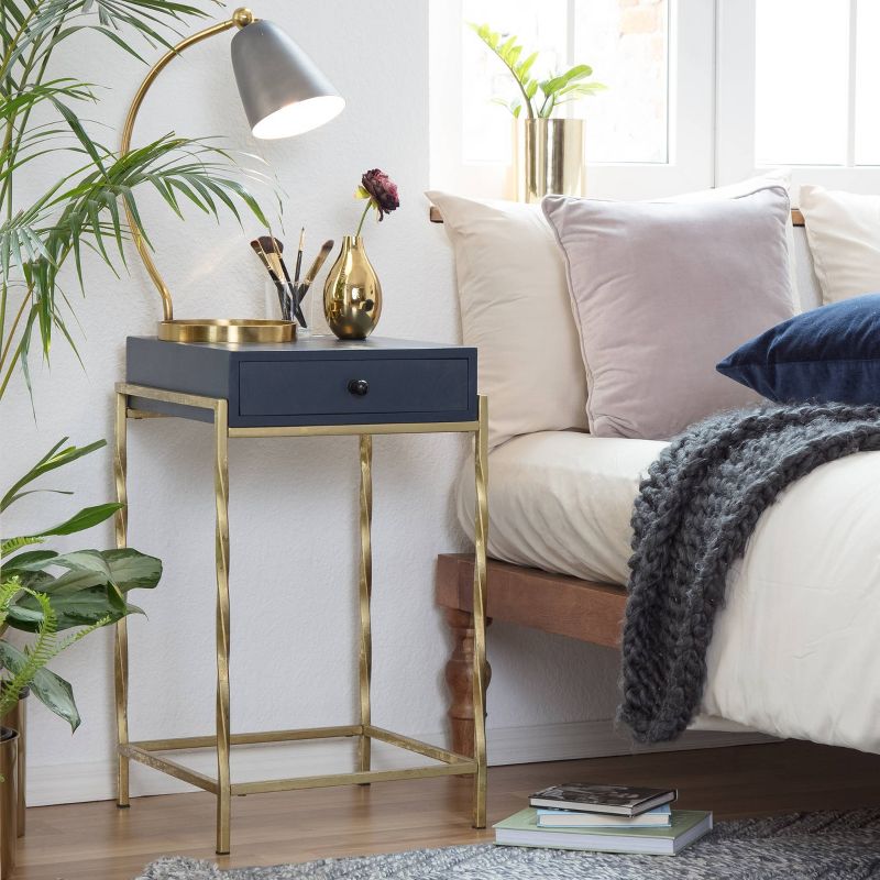 Jolie Modern Living Room Accent Table Navy Blue/Gold - Adore Decor