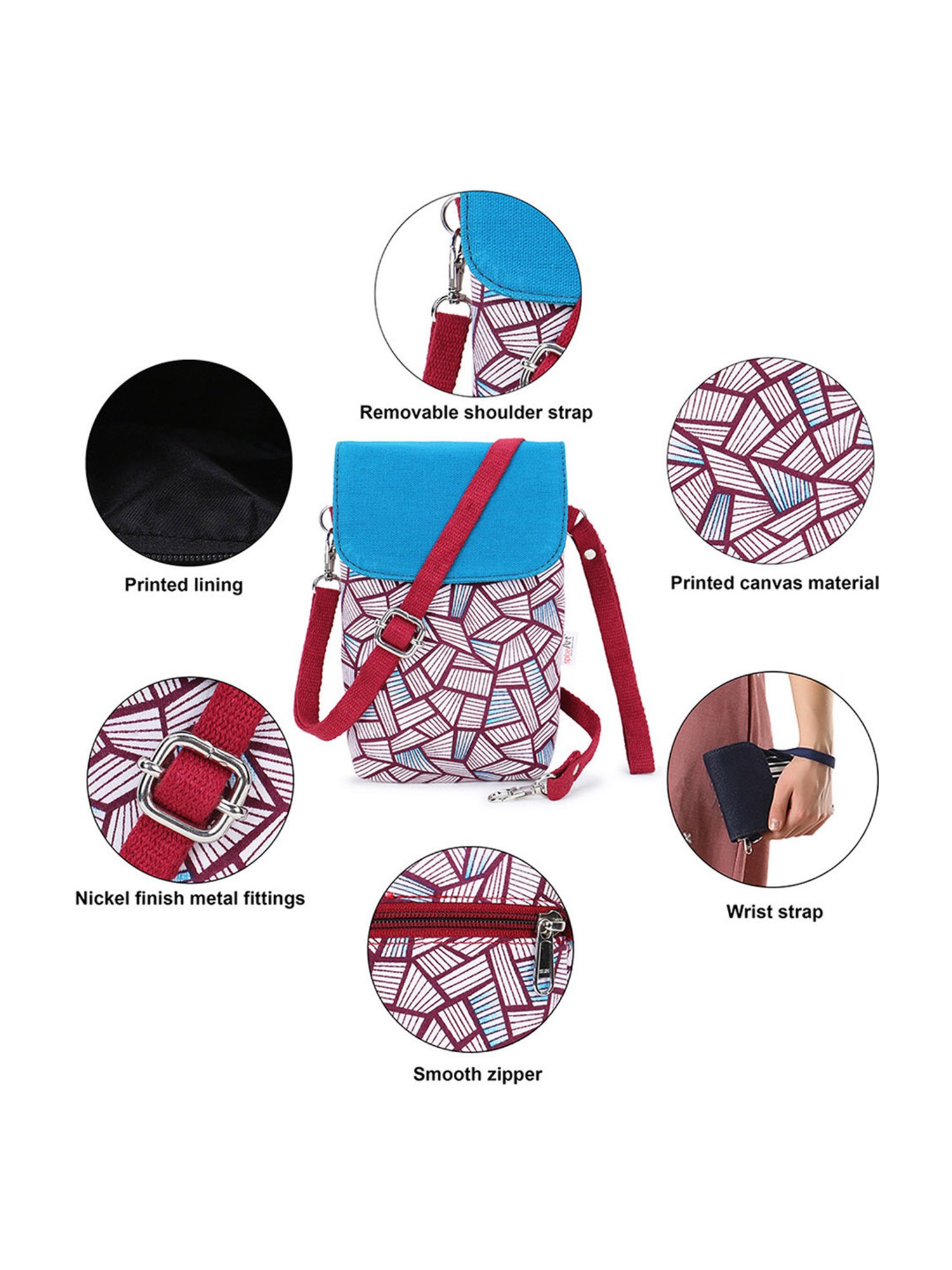 Spice Art Maroon Printed Mini Cross Body Bag