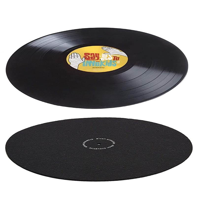 Turntable Slipmat Anti-Static Wool Mat - 12 inches Phonograph LP Vinyl Record Player Black Mat - Improves Sound & Reduces Noise