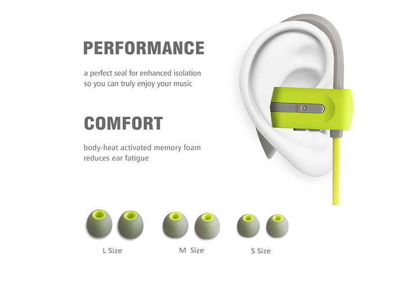 Tritina Sports Headphone in-Ear - Sweatproof Bluetooth Earphones w/ Mic - Comfortable Secure Fit Design Earbuds - HD Stereo Noise Cancelling for Gym Fitness Running Workout - Green