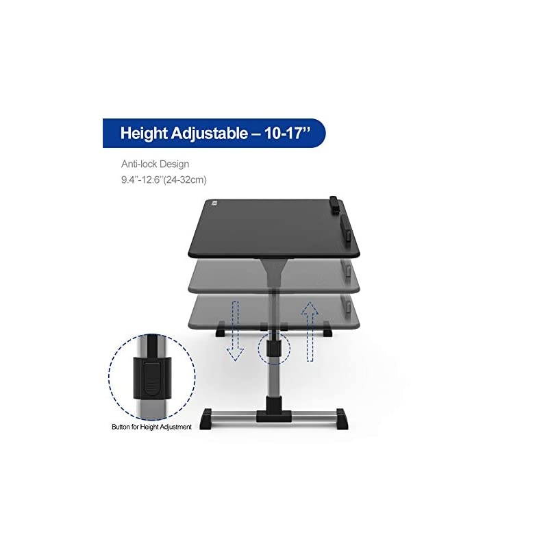 Adjustable Latop Table, Portable Standing Bed Desk, Foldable Sofa Breakfast Tray, Notebook Computer Stand for Reading and Writing &ndash; Black Medium Size