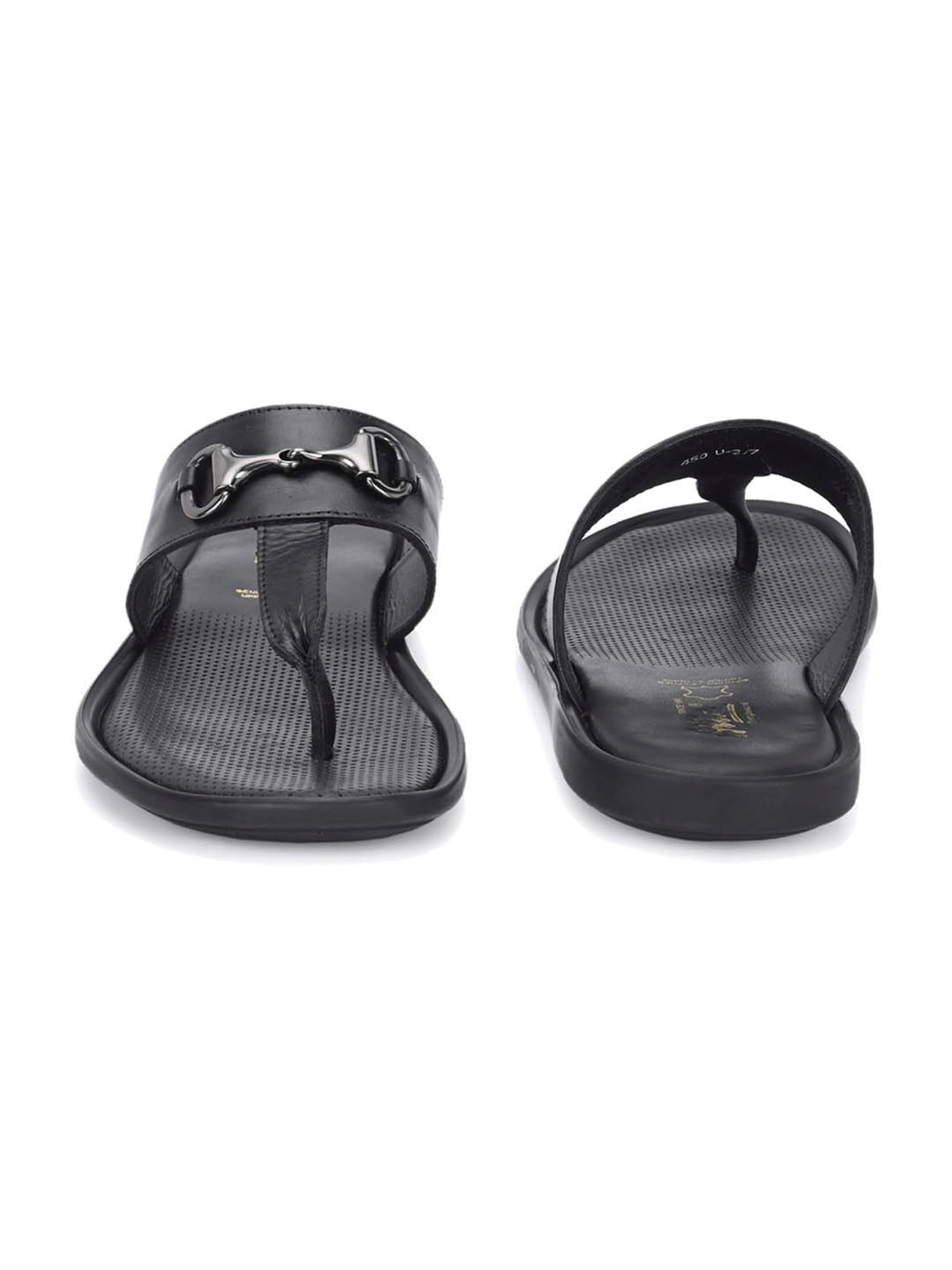 Hitz Men's Black T-Strap Sandals