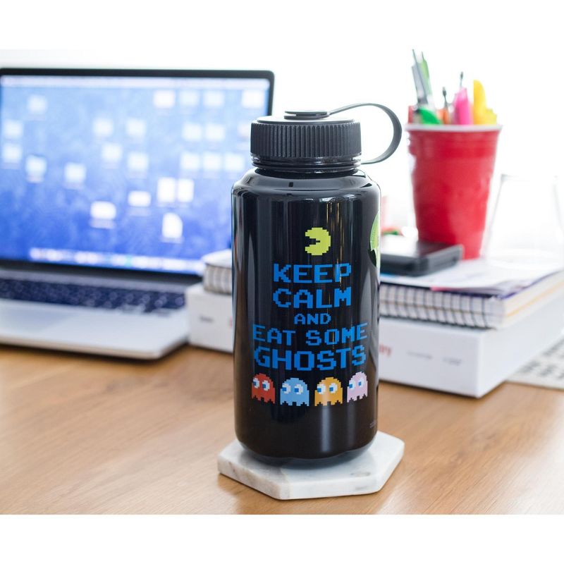 Just Funky Pac-Man "Keep Calm and Eat Some Ghosts" Plastic Water Bottle | Holds 32 Ounces