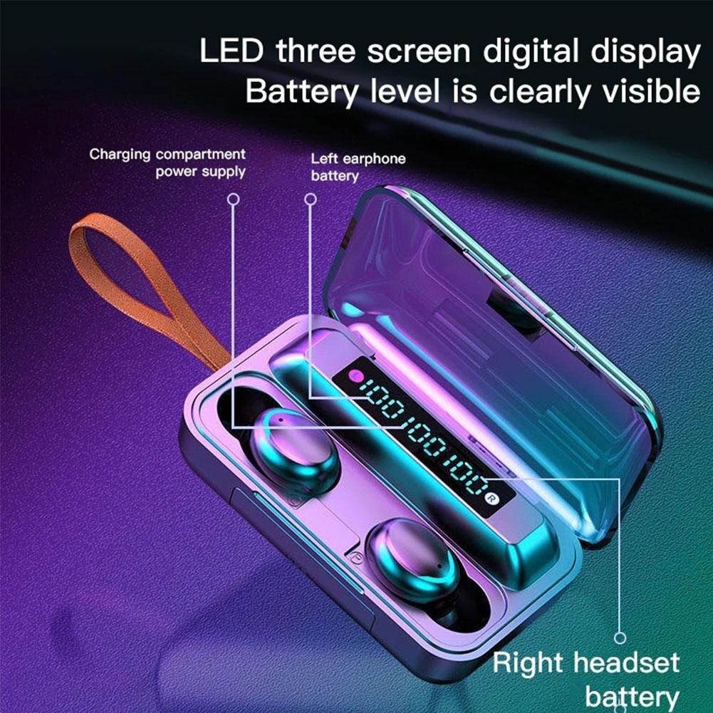 TWS Wireless 5.0 Headset Waterproof Stereo Charging Box Earbuds Sports Headset With In-ear J9P6