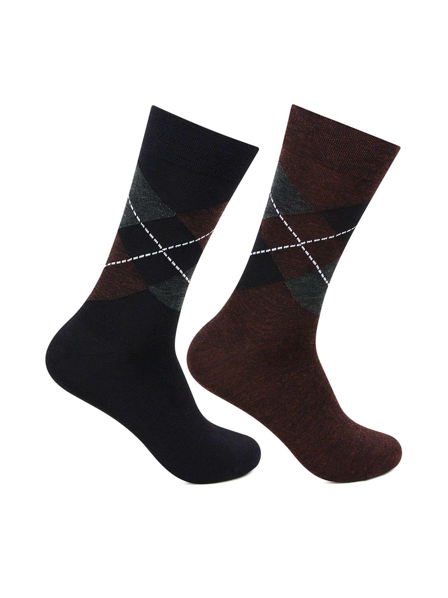 Bonjour Brown and Black Socks (Pack Of 2)