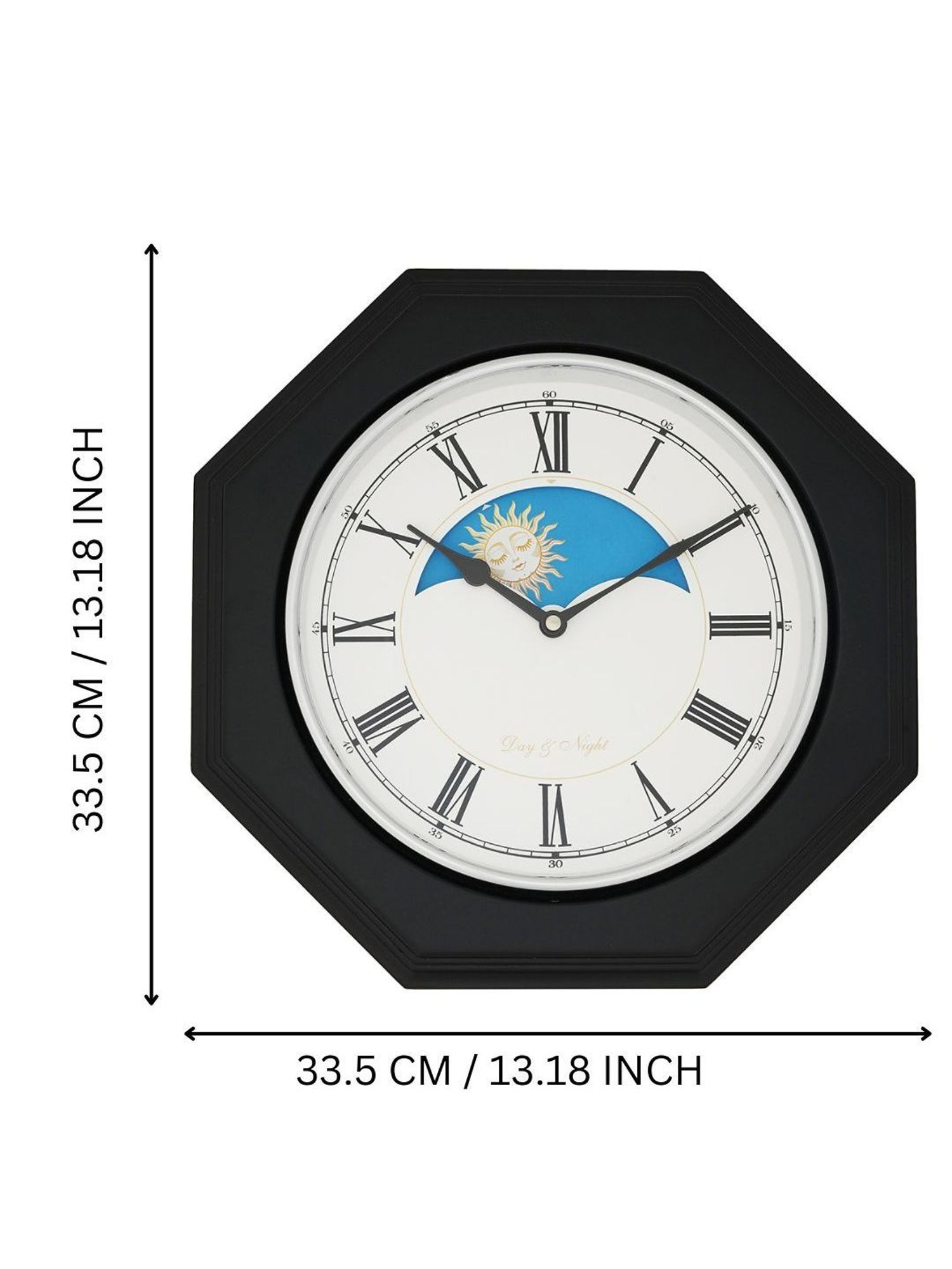 CHRONIKLE Octagon Black Wood Wall Clock