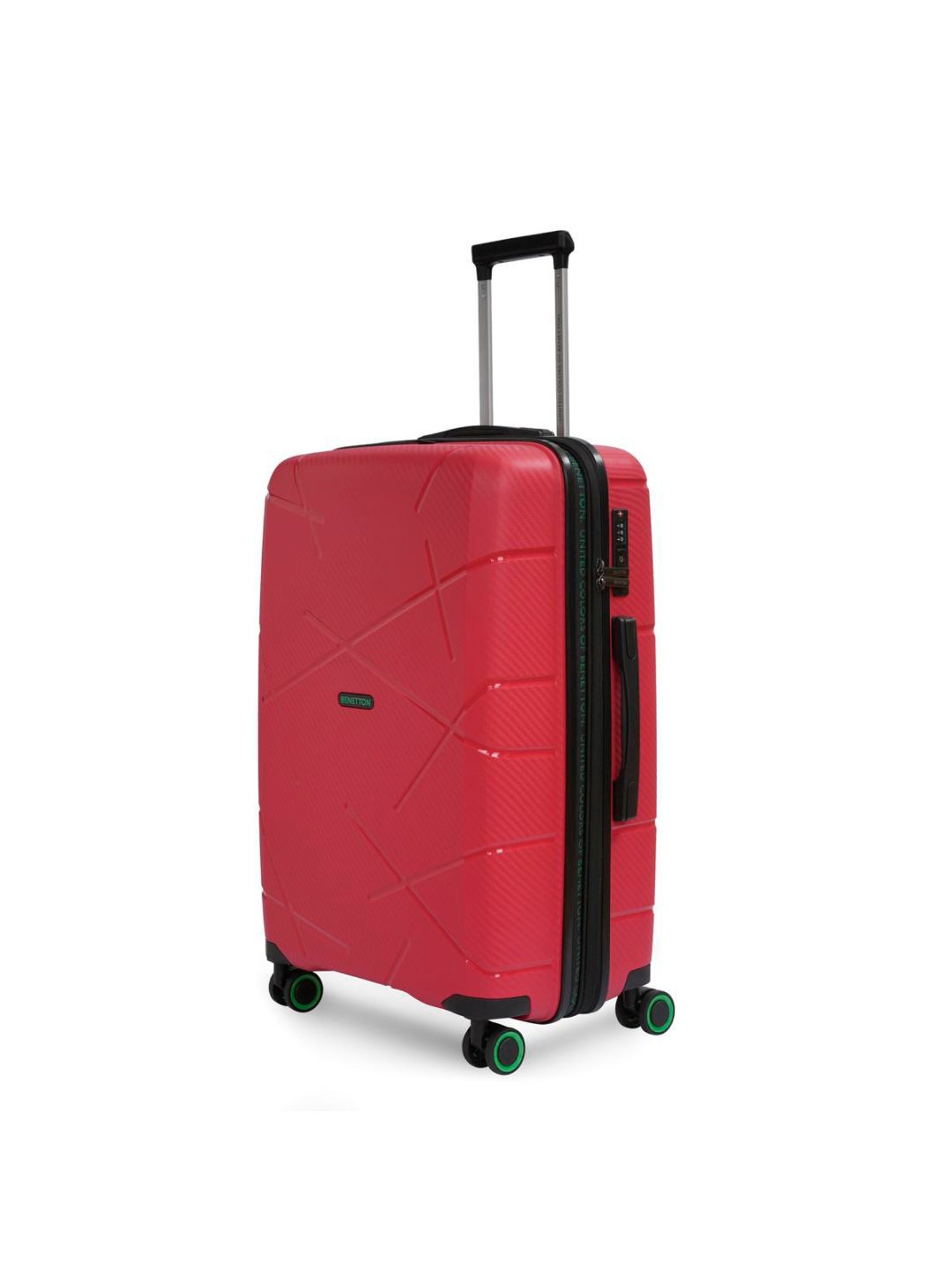 United Colors of Benetton Moonstone Red Textured Hard Medium Trolley Bag - 68 Cm