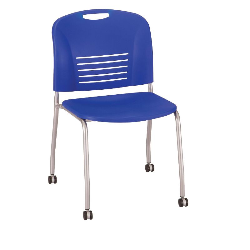 Safco Vy Straight Leg with Casters Plastic Stack Chair, Blue, 2/pk 4291BU