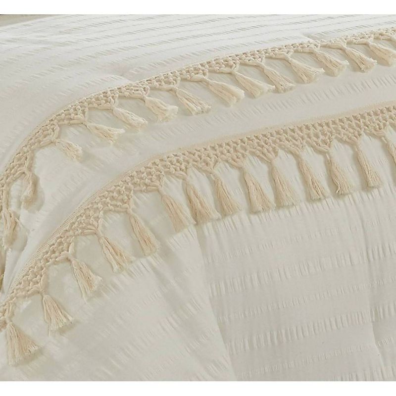 Twin/Twin XL Floral & Fringe Comforter Set Off-White - Heritage Club