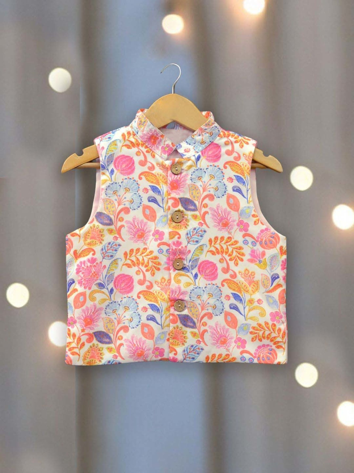 A.T.U.N. Boys Soft Pink Printed Full Sleeves Kurta Set