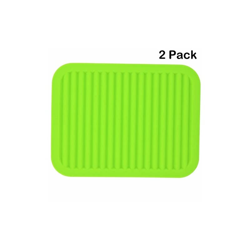 Silicone Trivets Mats for Dishes and Pots, Hot Pads for Countertops, Pot Holders, Set of 2 Color Green