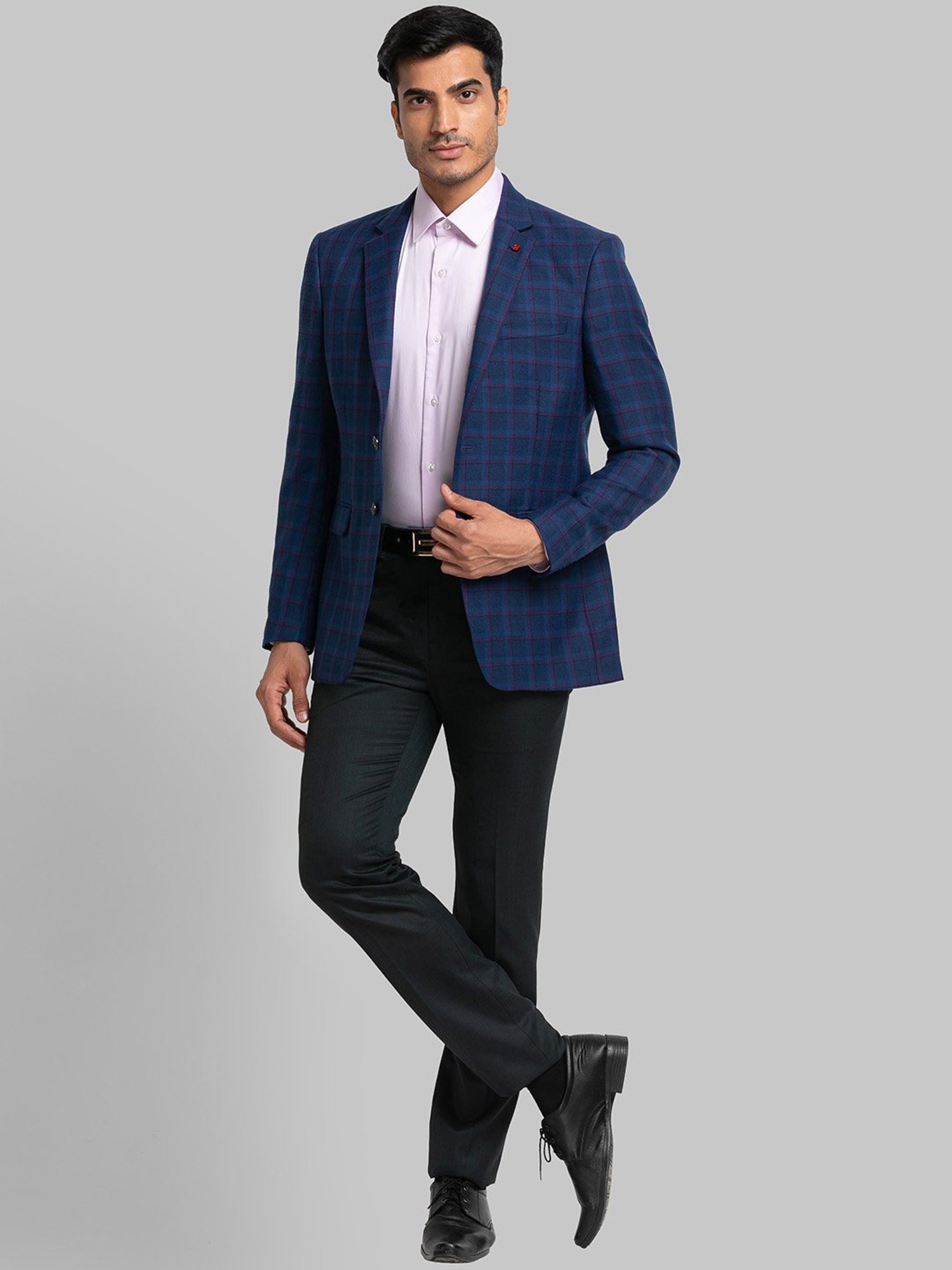 Raymond Blue Regular Fit Checks Blazer