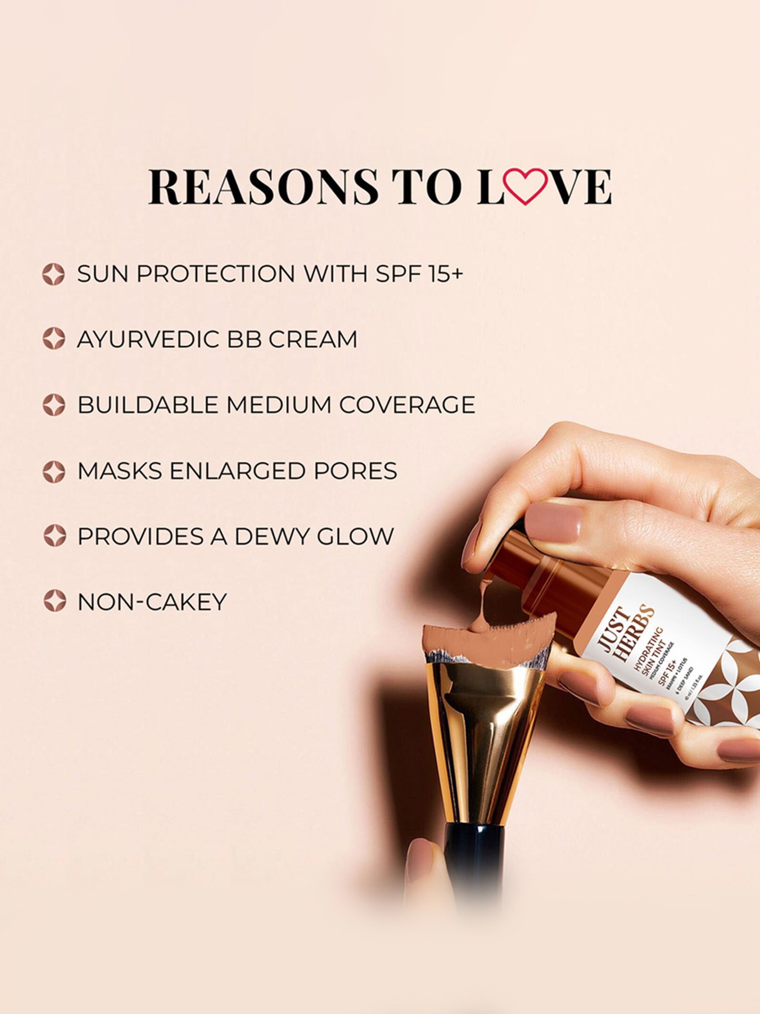 JUST HERBS Hydrating Skin Tint SPF 15+ 6 Deep Sand - 40 ml