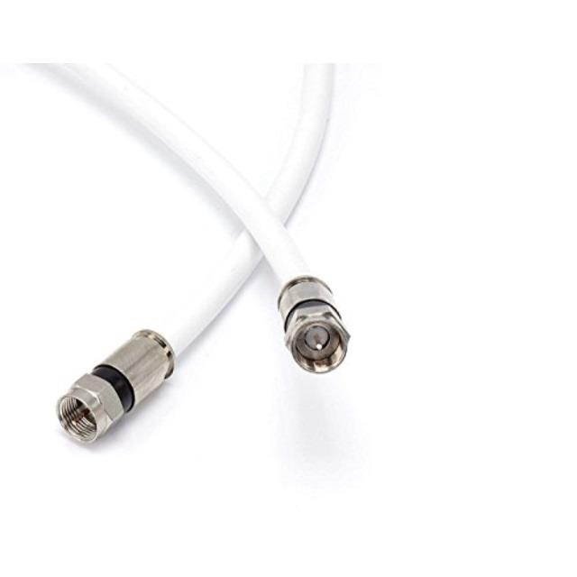 the cimple co  125' feet white : solid copper center conductor, made in the usa : rg6 coaxial cable with connectors, f81 / rf, digital coax for audio/video, cabletv, antenna, internet, satellite
