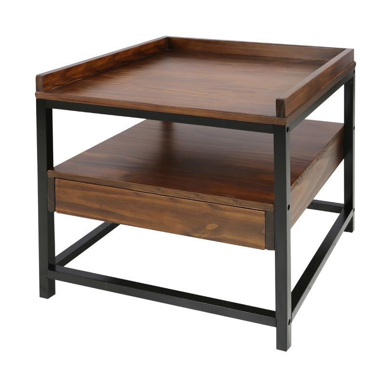 Horizon End Table with Drawer Mocha Brown/Black - Flora Home