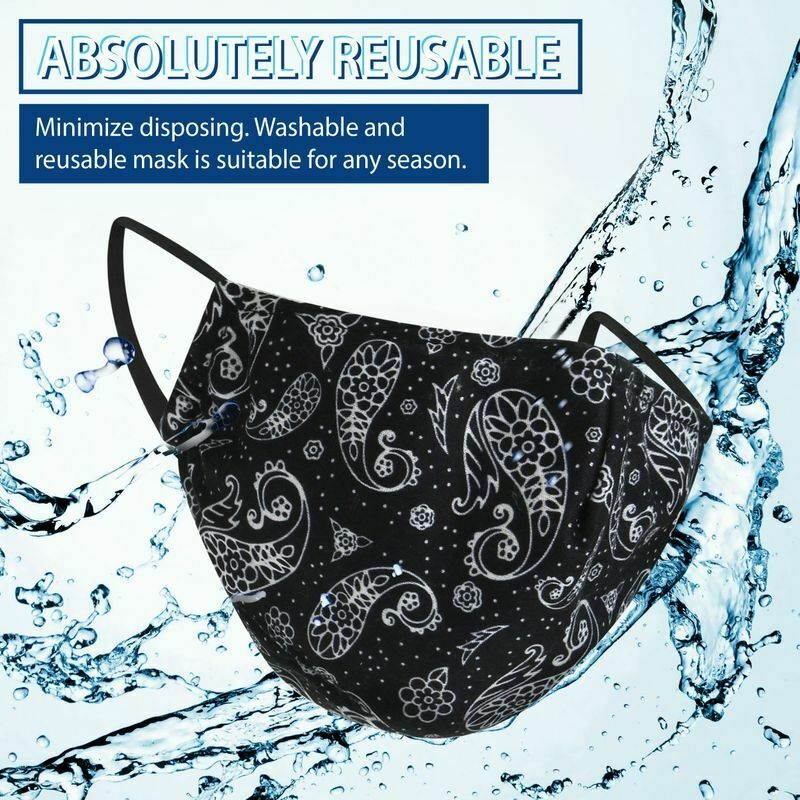 2 PCS Cotton Face Mask Reusable Washable with 8pcs PM2.5 Filter Insert Pad