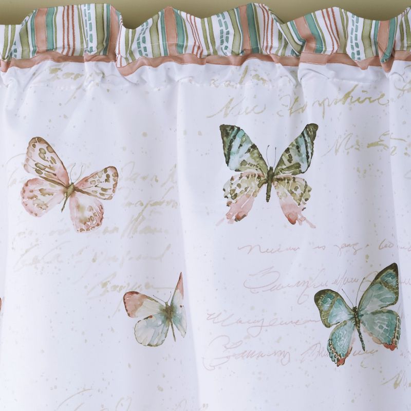Lakeside Country Butterflies Bathroom Window Valance with Rod Pocket