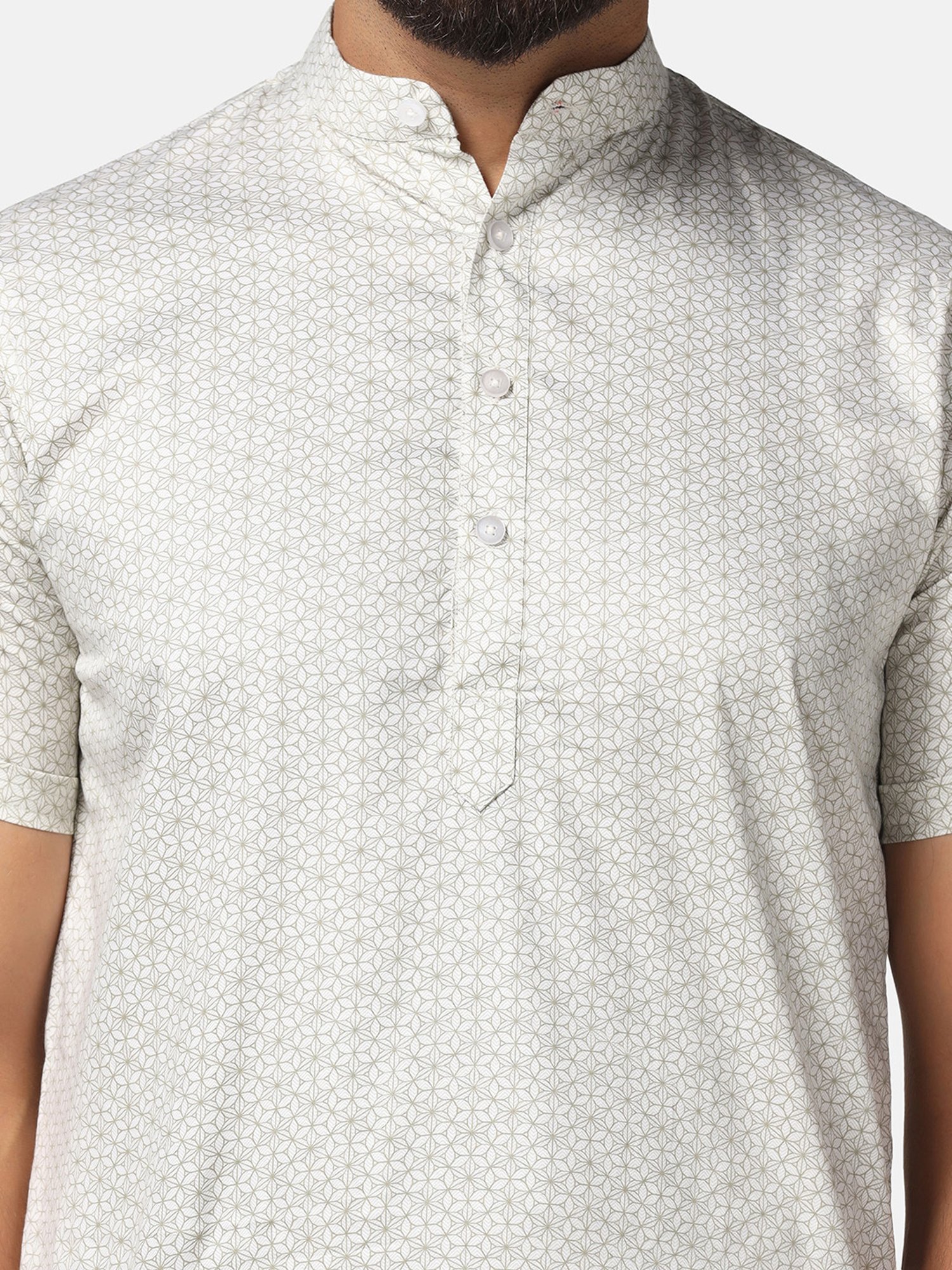 TAHVO Light Green Slim Fit Printed Shirt