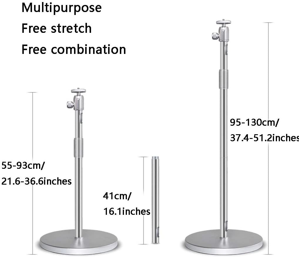 Floor Projector Stand Universal Projector Bracket 2+1 Splicing Structure Height Adjustable (33.5-59 Inches) Weighted Base 360&deg; Rotation in-Hole Routing 10kg Load (Color : Silver-95305cm)