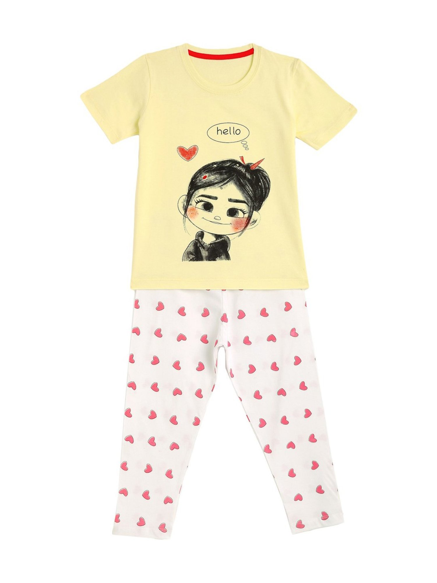 Kids Craft Yellow Cotton Printed T-Shirt & Pants