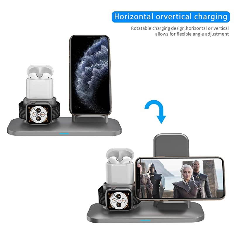 Wireless Charger 3 in 1 Wireless Charger Station for AirPods 21 and iWatches 54321 Qi Fast Wireless Charger Compatible with iPhone1111Pro MaxXRXS MaxXSXBuiltin iWatch Charger