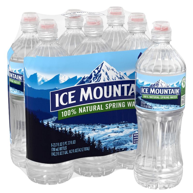 Ice Mountain Brand 100% Natural Spring Water - 6pk/23.7 fl oz Sport Cap Bottles