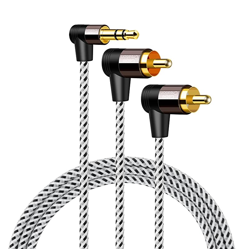 35mm to RCA Long 16ft Angle 35mm Male to 2RCA Male Auxiliary Stereo Audio Y Splitter GoldPlated for Smartphones MP3 Tablets SpeakersHome TheaterHDTV5M