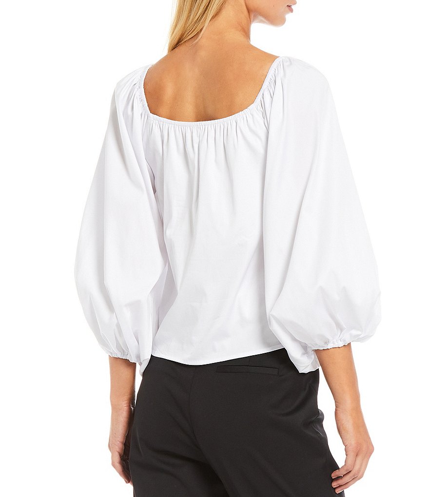 Antonio Melani Cynthia Poplin Square Neck 3/4 Sleeve Blouse